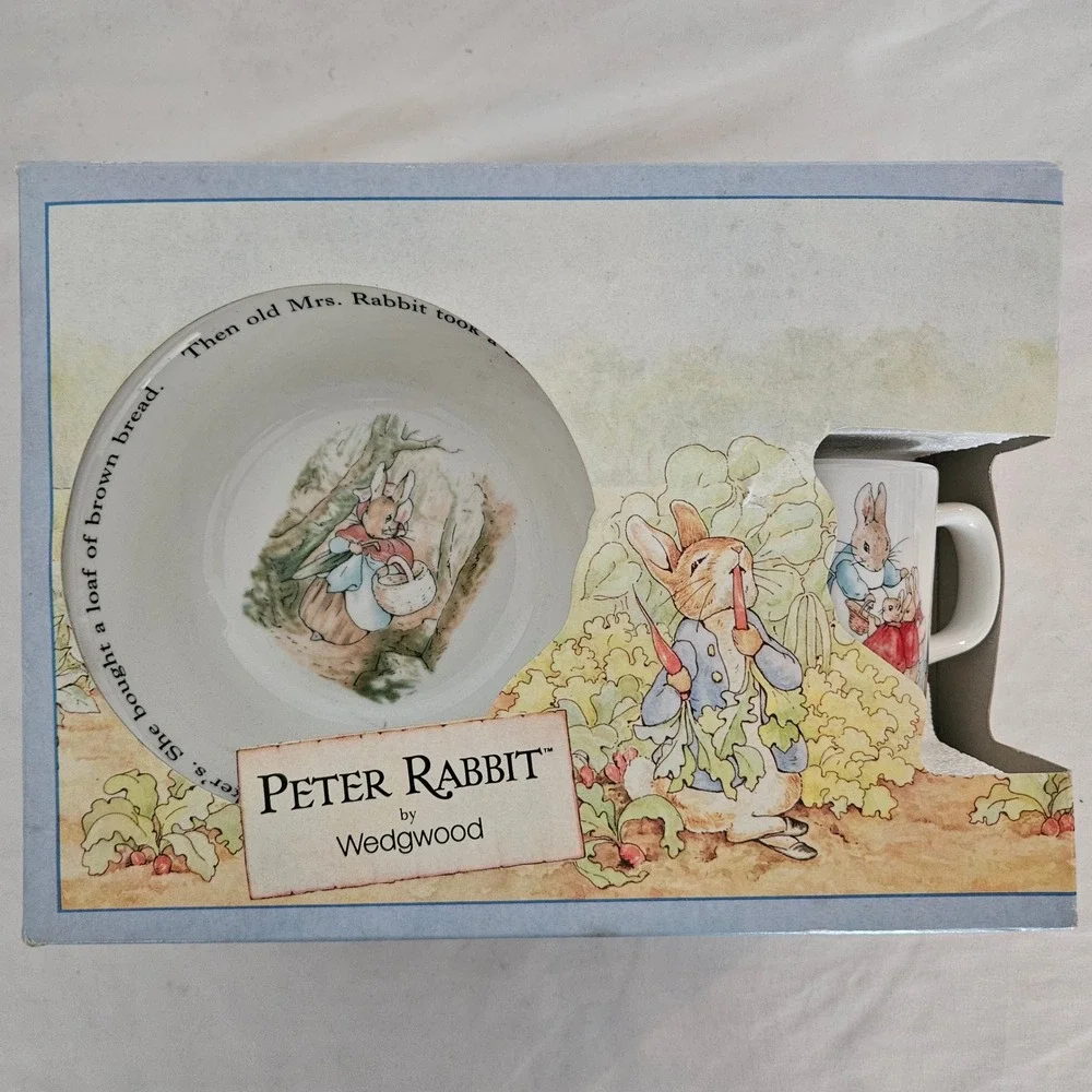 Vintage Wedgwood Peter Rabbit 3 Piece Nursery Set Mug Plate Bowl England New